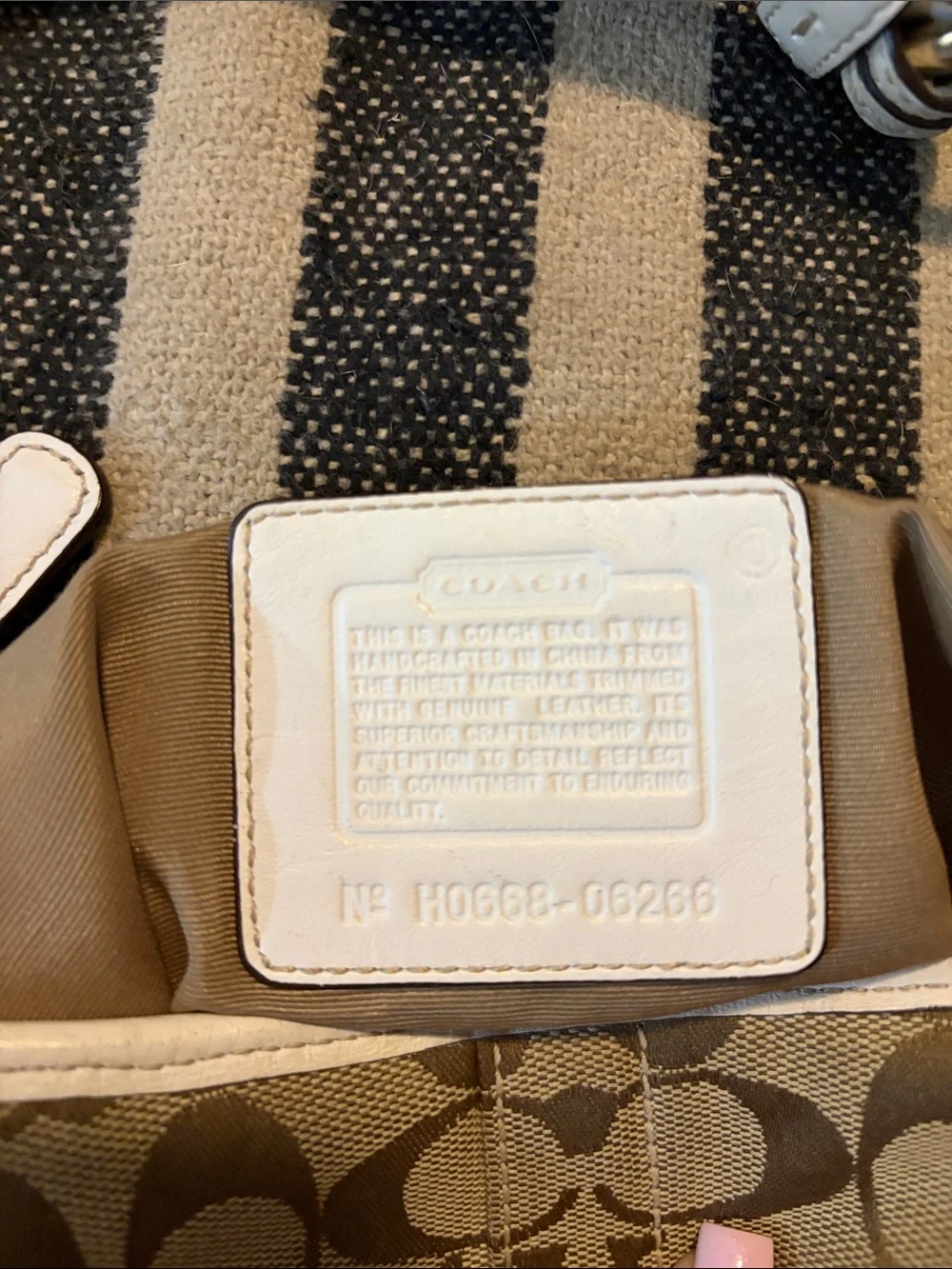 Vintage Coach SoHo Y2K Khaki Signature Canvas Shoulder Bag with White Trim